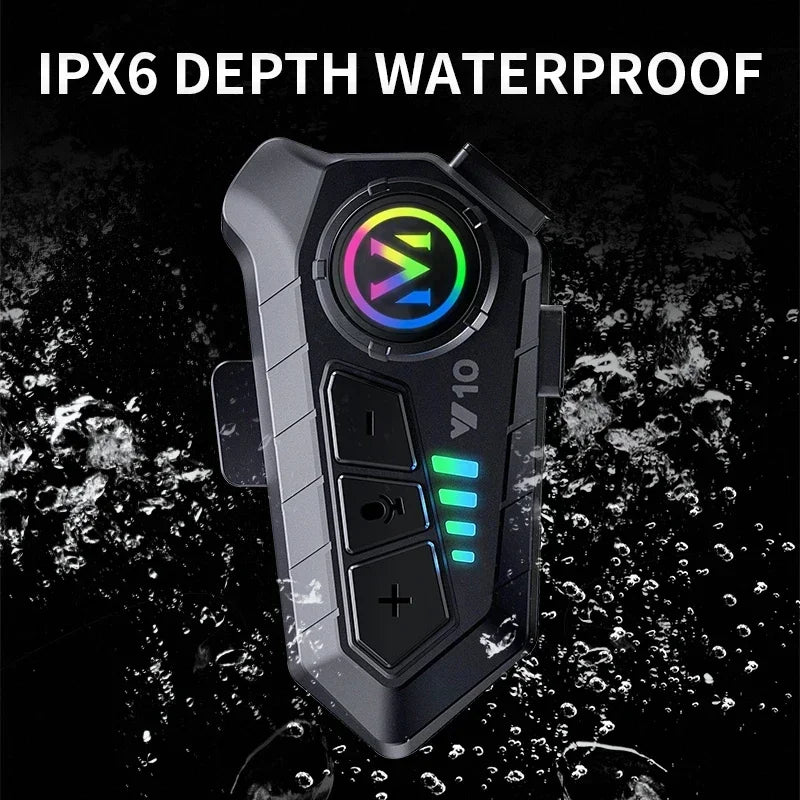 Y10 Motorcycle Bluetooth 5.3 Helmet Headset with Colorful Lights Waterproof Wireless Earphone Hands-Free Headset Waterproof
